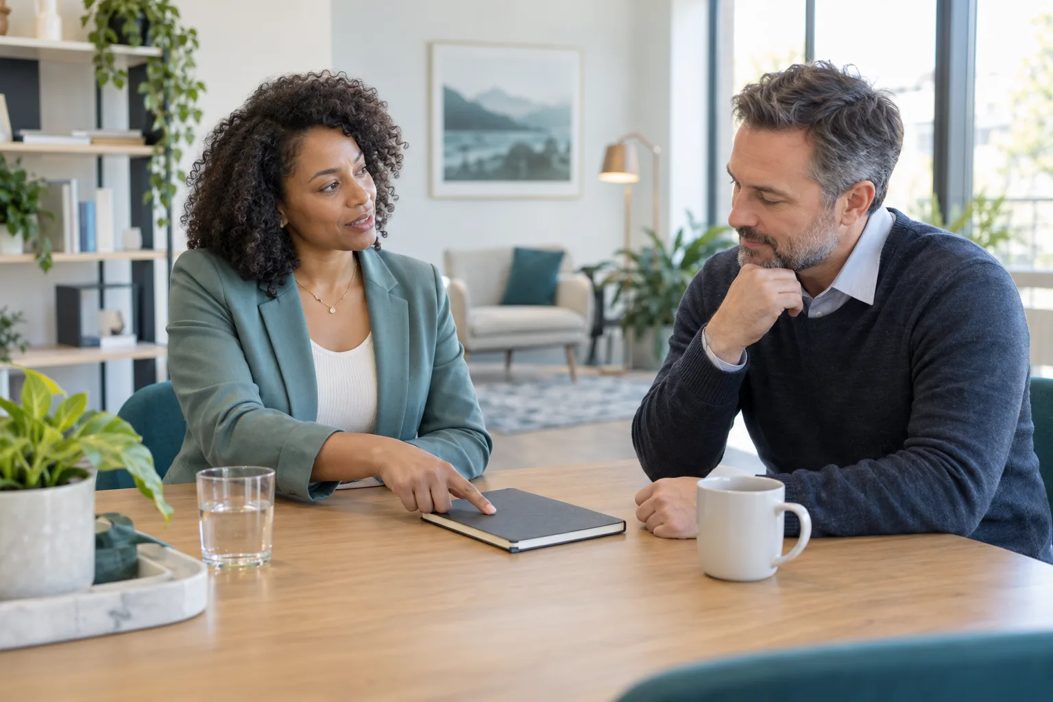 Illustrative scene of a career planning conversation