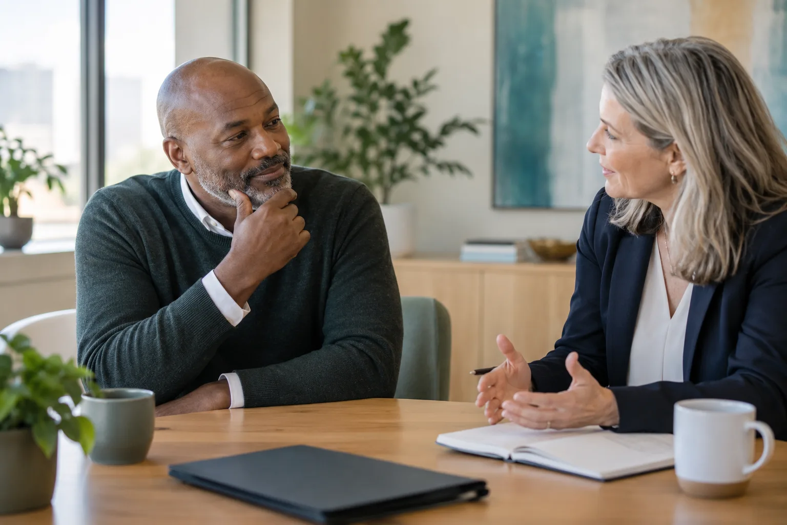 Illustrative career transition conversation between an advisor and a professional