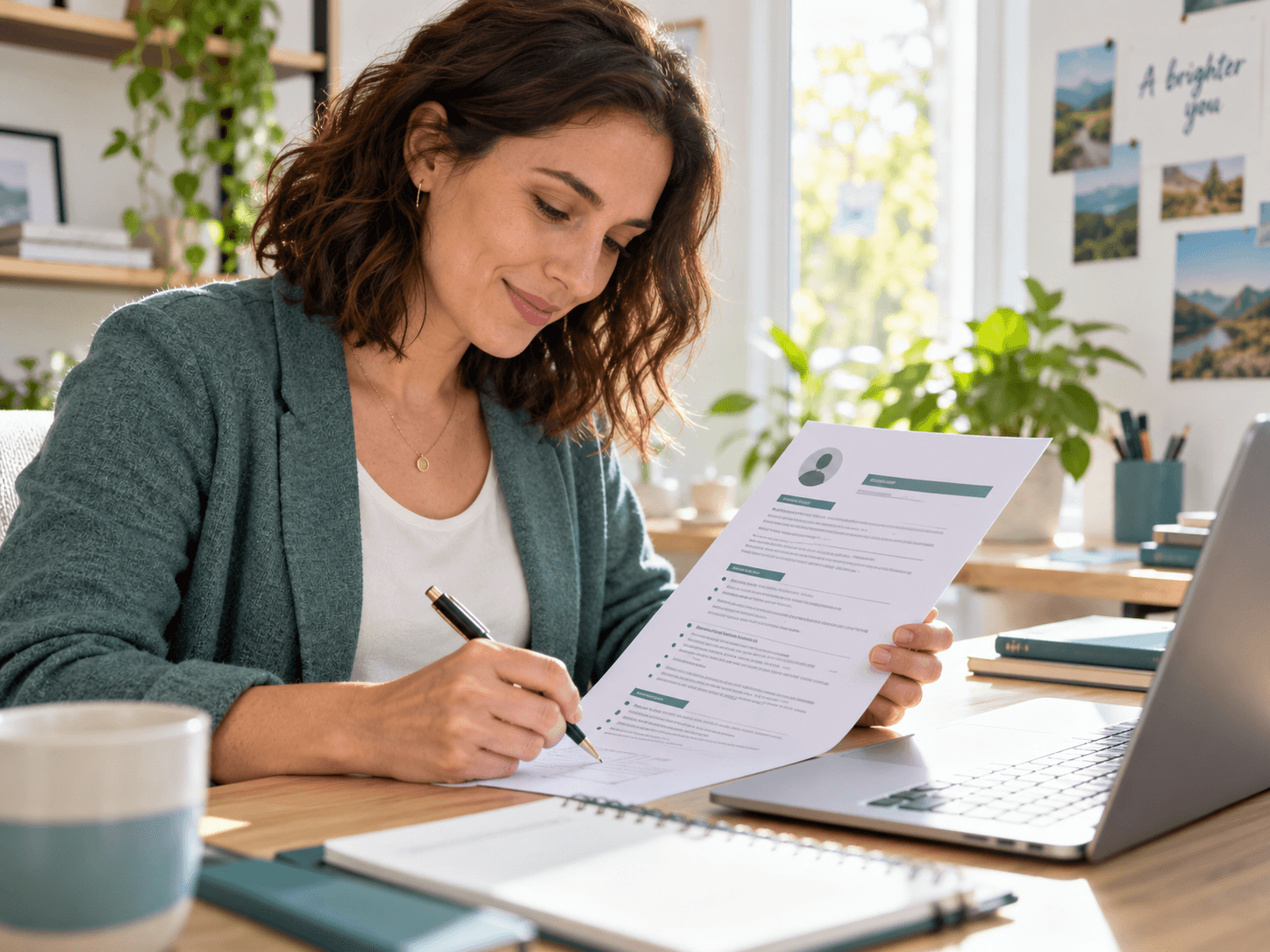 A job seeker reviewing a resume before applying